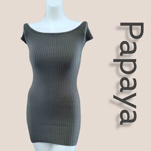 Papaya Ribbed Bodycon Olive Green Small